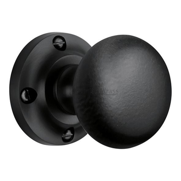 V980-BKMT  Matt Black  Heritage Brass Victoria Mortice Knobs On Round Roses