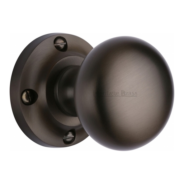 V980-MB • Matt Bronze • Heritage Brass Victoria Mortice Knobs On Round Roses