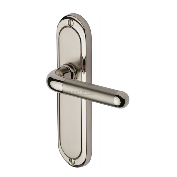 VIE3310-MC  Long Plate Latch  Satin / Polished Nickel  Heritage Brass Vienna Levers On Backplates