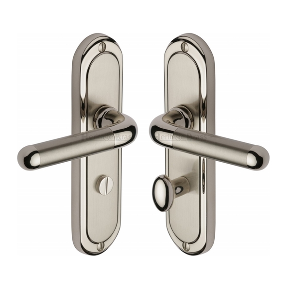 VIE3330-MC • Bathroom [57mm] • Satin / Polished Nickel • Heritage Brass Vienna Levers On Backplates