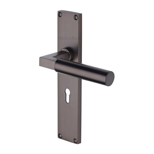 VT6300-MB � Standard Lock [57mm] � Matt Bronze � Heritage Brass Bauhaus Levers On Backplates