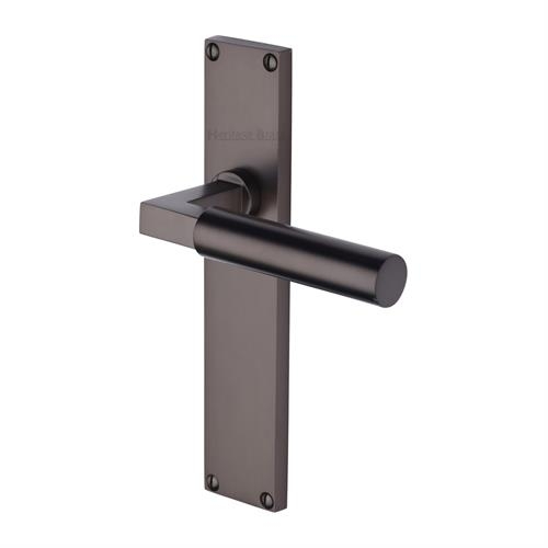 VT6310-MB � Long Plate Latch � Matt Bronze � Heritage Brass Bauhaus Levers On Backplates