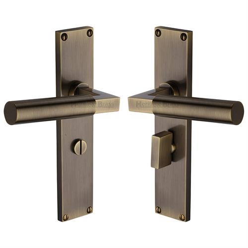 VT6330-AT � Bathroom [57mm] � Antique Brass � Heritage Brass Bauhaus Levers On Backplates