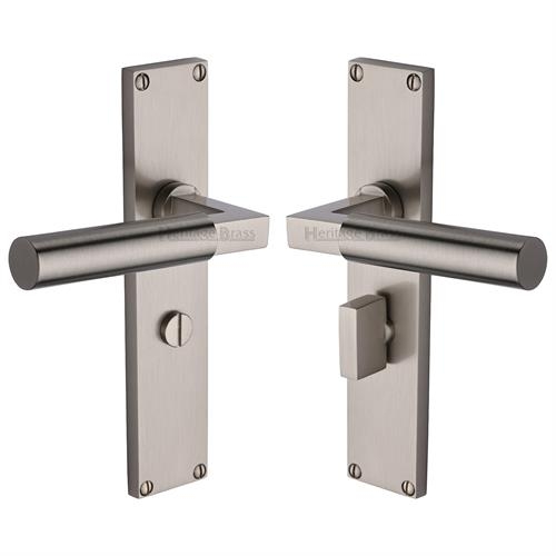 VT6330-SN � Bathroom [57mm] � Satin Nickel � Heritage Brass Bauhaus Levers On Backplates