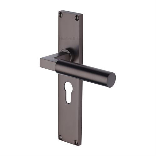 VT6348-MB � Euro Cylinder [47.5mm] � Matt Bronze � Heritage Brass Bauhaus Levers On Backplates