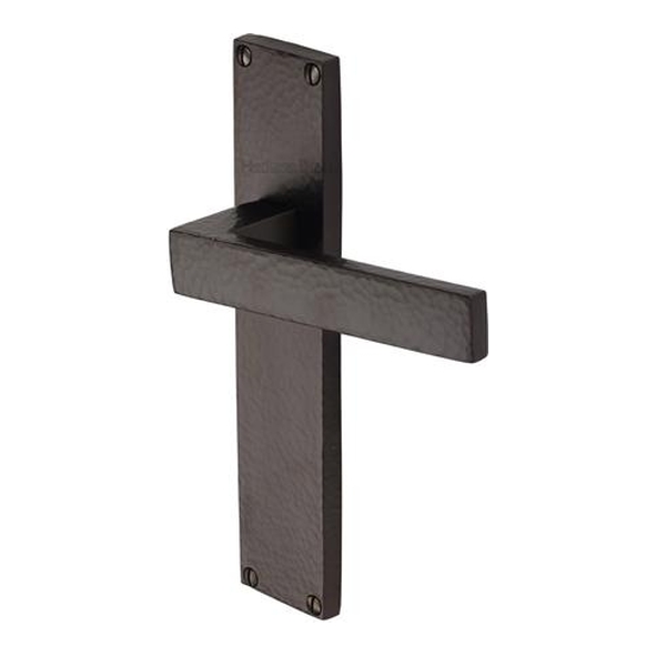 VTH3310-MB � Long Plate Latch � Matt Bronze � Heritage Brass Delta Hammered Levers On Backplates
