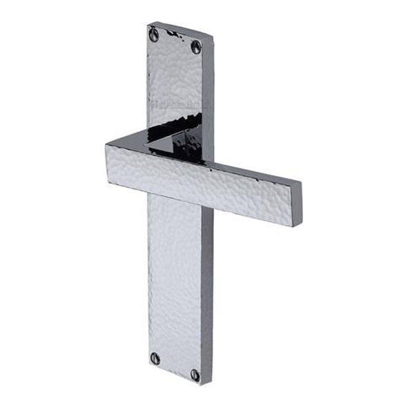 VTH3310-PC � Long Plate Latch � Polished Chrome � Heritage Brass Delta Hammered Levers On Backplates