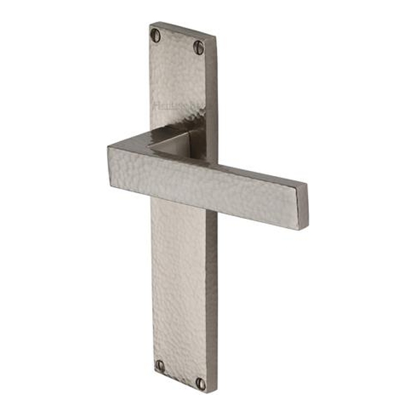 VTH3310-SN � Long Plate Latch � Satin Nickel � Heritage Brass Delta Hammered Levers On Backplates