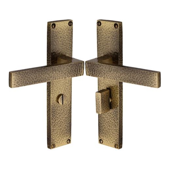 VTH3330-AT � Bathroom [57mm] � Antique Brass � Heritage Brass Delta Hammered Levers On Backplates
