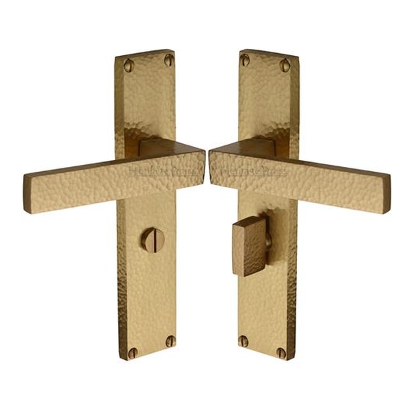 VTH3330-SB � Bathroom [57mm] � Satin Brass � Heritage Brass Delta Hammered Levers On Backplates