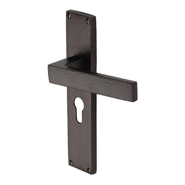 VTH3348-MB � Euro Cylinder [47.5mm] � Matt Bronze � Heritage Brass Delta Hammered Levers On Backplates