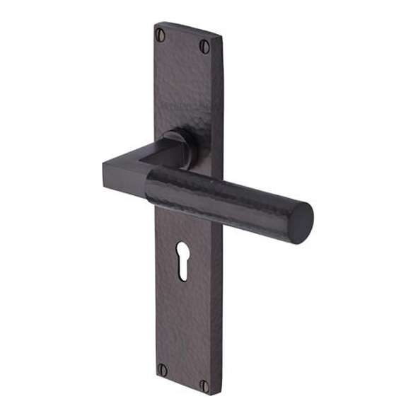 VTH4300-MB � Standard Lock [57mm] � Matt Bronze � Heritage Brass Bauhaus Hammered Levers On Backplates