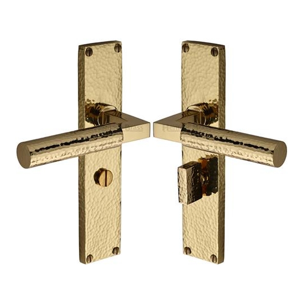 VTH4330-PB � Bathroom [57mm] � Polished Brass � Heritage Brass Bauhaus Hammered Levers On Backplates