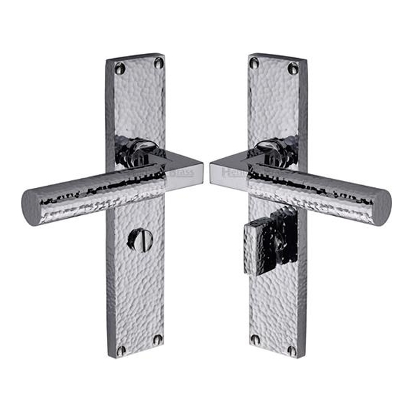 VTH4330-PC � Bathroom [57mm] � Polished Chrome � Heritage Brass Bauhaus Hammered Levers On Backplates