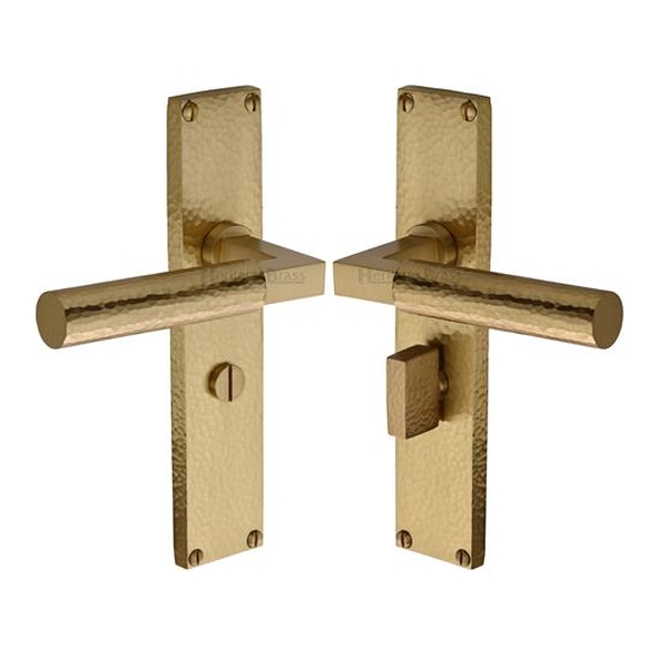 VTH4330-SB � Bathroom [57mm] � Satin Brass � Heritage Brass Bauhaus Hammered Levers On Backplates