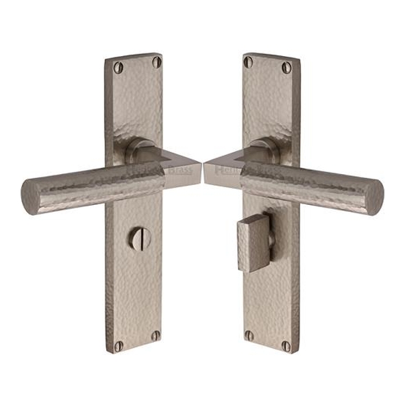 VTH4330-SN � Bathroom [57mm] � Satin Nickel � Heritage Brass Bauhaus Hammered Levers On Backplates