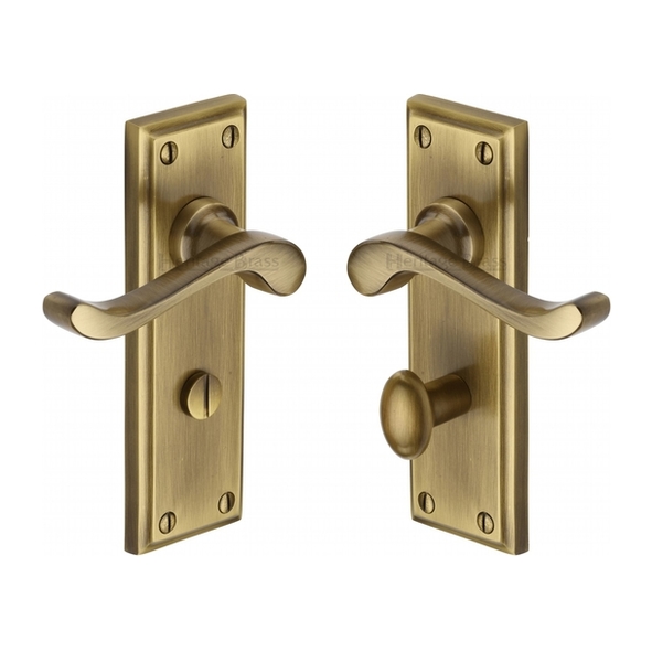 W3220-AT • Bathroom [57mm] • Antique Brass • Heritage Brass Edwardian Levers On Backplates