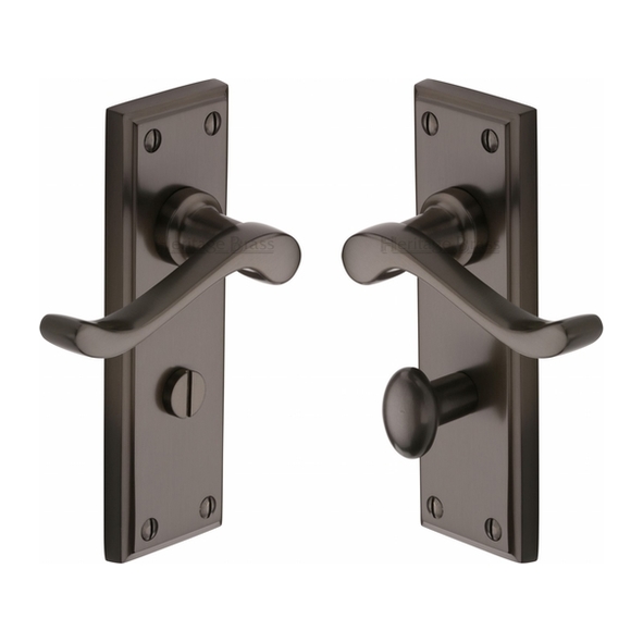 W3220-MB • Bathroom [57mm] • Matt Bronze • Heritage Brass Edwardian Levers On Backplates