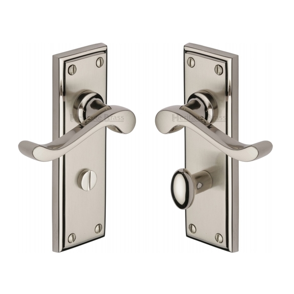 W3220-MC • Bathroom [57mm] • Satin / Polished Nickel • Heritage Brass Edwardian Levers On Backplates