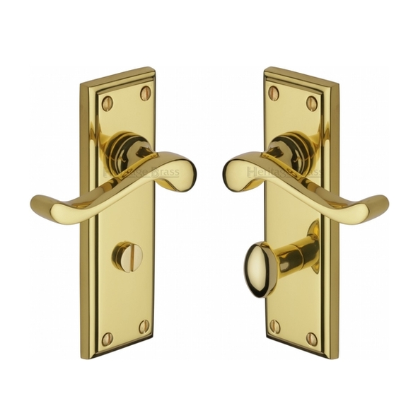 W3220-PB • Bathroom [57mm] • Polished Brass • Heritage Brass Edwardian Levers On Backplates