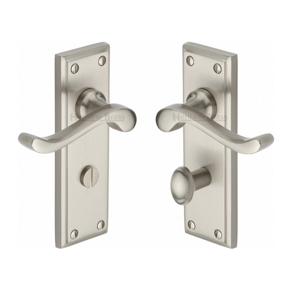 W3220-SN • Bathroom [57mm] • Satin Nickel • Heritage Brass Edwardian Levers On Backplates