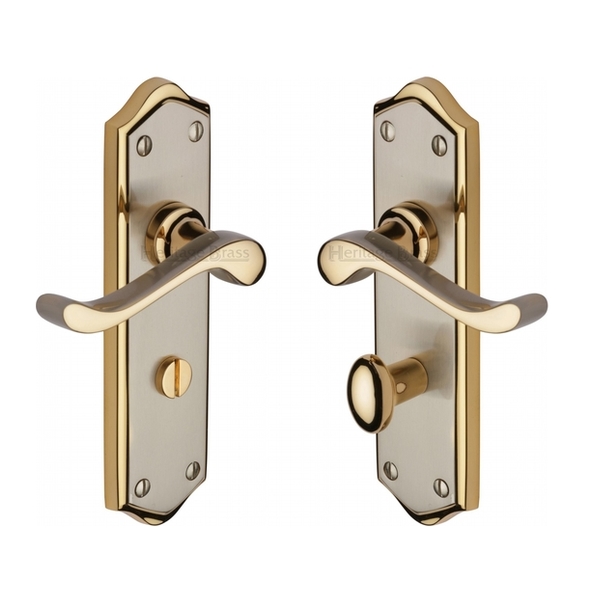 W4220-JP  Bathroom [57mm]  Satin Nickel / Gold  Heritage Brass Buckingham Levers On Backplates