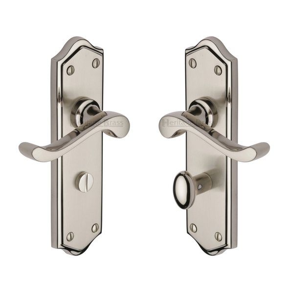 W4220-MC  Bathroom [57mm]  Satin / Polished Nickel  Heritage Brass Buckingham Levers On Backplates