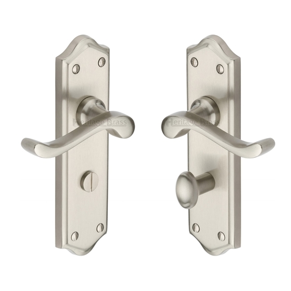 W4220-SN  Bathroom [57mm]  Satin Nickel  Heritage Brass Buckingham Levers On Backplates