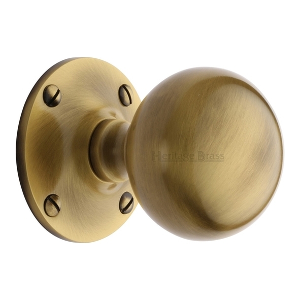 WES970-AT  Antique Brass  Heritage Brass Westminster Mortice Knobs On Roses