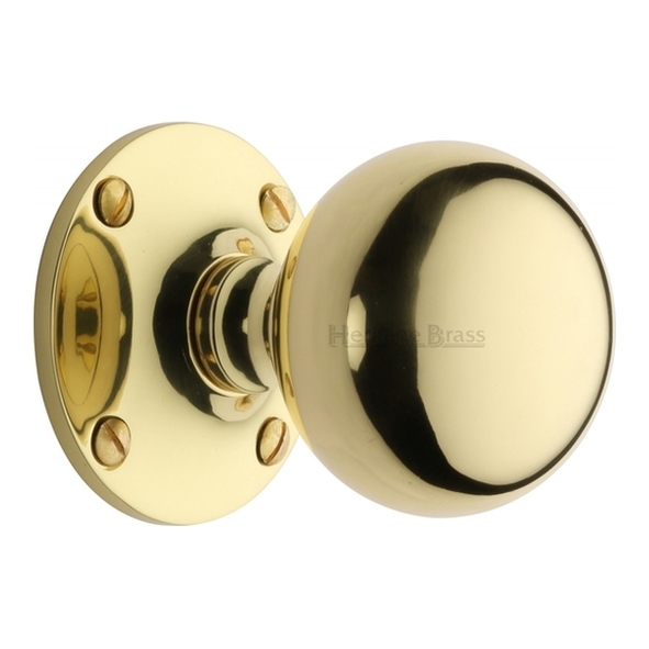 WES970-PB  Polished Brass  Heritage Brass Westminster Mortice Knobs On Roses