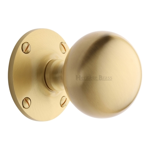 WES970-SB • Satin Brass • Heritage Brass Westminster Mortice Knobs On Roses