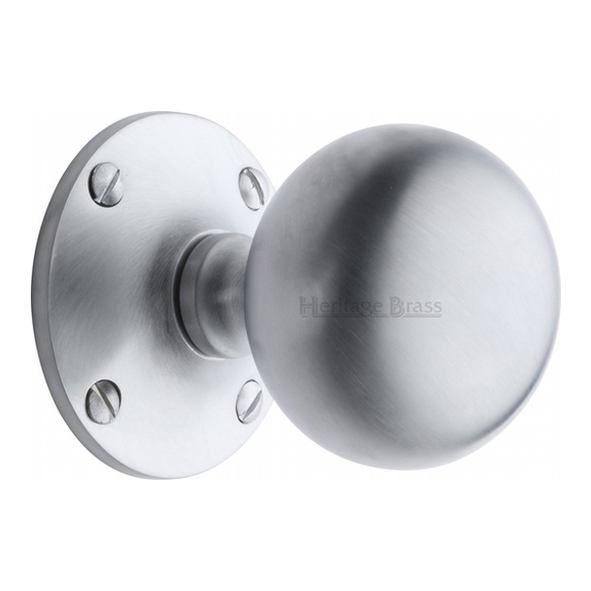 WES970-SC  Satin Chrome  Heritage Brass Westminster Mortice Knobs On Roses
