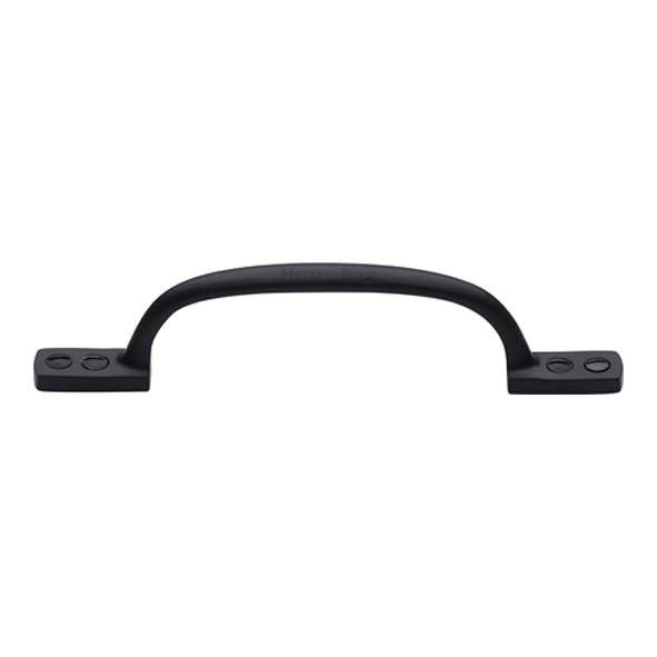 V1090 152-BKMT  152 x 35mm  Matt Black  Heritage Brass Straight Face Fixing Cabinet Handle