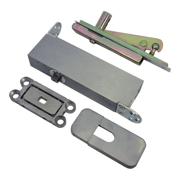 NS.CID.001  Satin Stainless  EN 3 Bottom Rail Mounted Concealed Door Closer