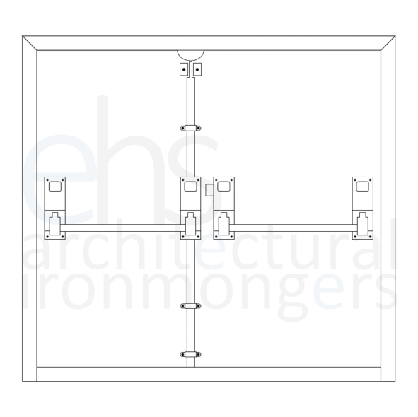 5309-67  Vertical & Horizontal  Pol Brass Effect  Format Push Bar Double Panic Panic Bolt Set With Pullman Latches