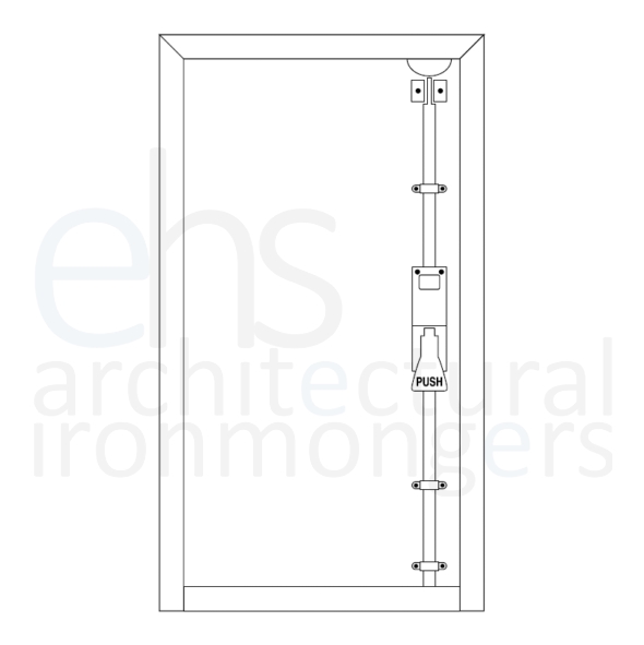 5461V-67  Vertical  Polished Brass Effect  Format Push Pad Panic Bolt With Vertical Pullman Latches