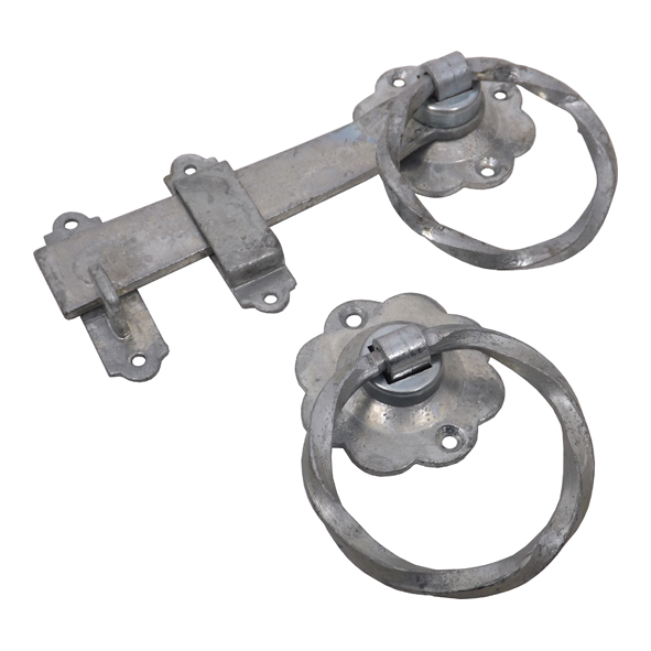 1137-150-GA  150mm  Galvanised  Twisted Pattern Ring Handle Latch