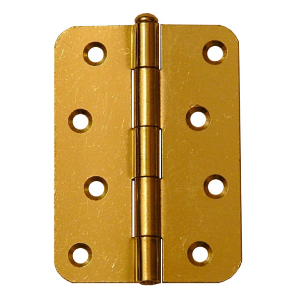 1840R-100-EB • 100 x 072mm • Electro Brassed [37.5kg] • Cranked Loose Pin Radiused Corner Steel Butt Hinges