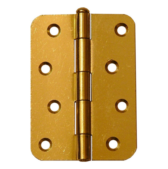 1840R-100-EB  100 x 072mm  Electro Brassed [37.5kg]  Cranked Loose Pin Radiused Corner Steel Butt Hinges