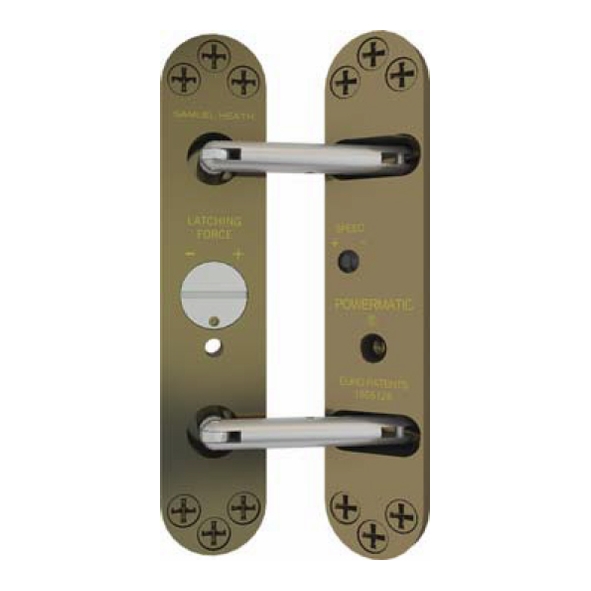 R100.ABU  Radius Plate  Antique Brass Unlacquered  Powermatic EN 3 Heavy Duty Concealed Door Closer