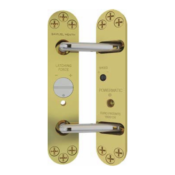 R100  Radius Plate  Polished Brass  Powermatic EN 3 Heavy Duty Concealed Door Closer