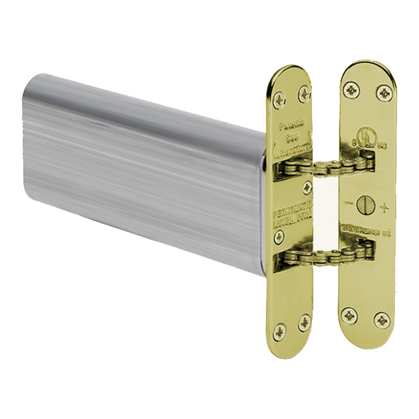 R85 BRASS • Radius Plate • Polished Brass • Perkomatic Double Chain Concealed Door Closer