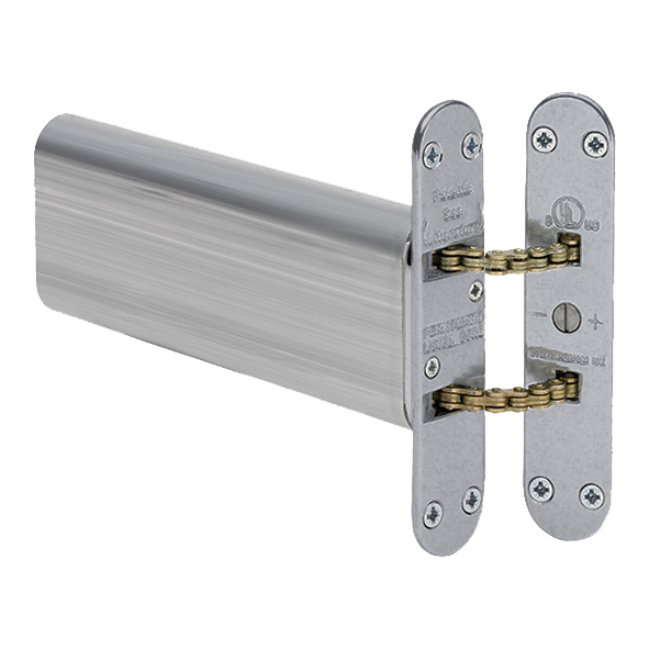 R85.SCP • Radius Plate • Satin Chrome • Perkomatic Double Chain Concealed Door Closer