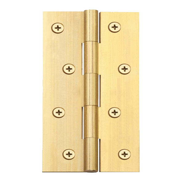 3902.125  125 x 075 x 3.0mm  Plain Brass [70kg]  Unwashered Square Corner Brass Butt Hinges