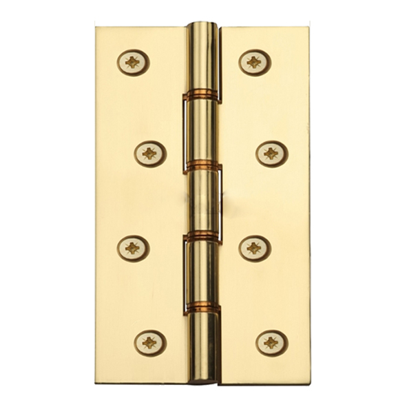 3909.125  125 x 075 x 3.5mm  Polished Brass [70kg]  Phospher Bronze Washered Square Corner Brass Butt Hinges