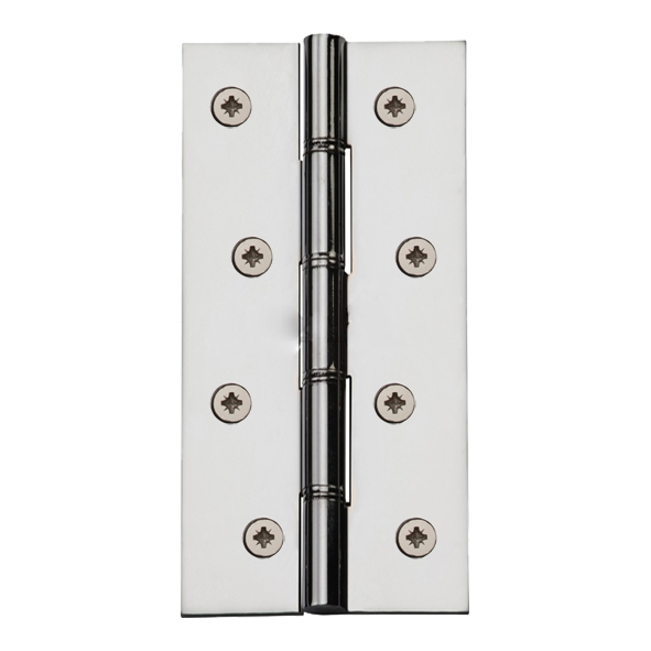 3909.1503  150 x 075 x 3.5mm  Polished Chrome [70kg]  Phospher Bronze Washered Square Corner Brass Butt Hinges