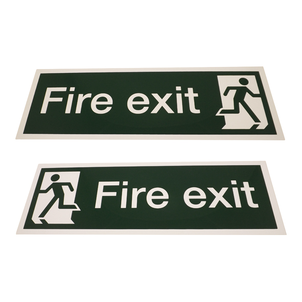FS25  440 x 150mm  Double Sided Fire Exit Running Man Sign