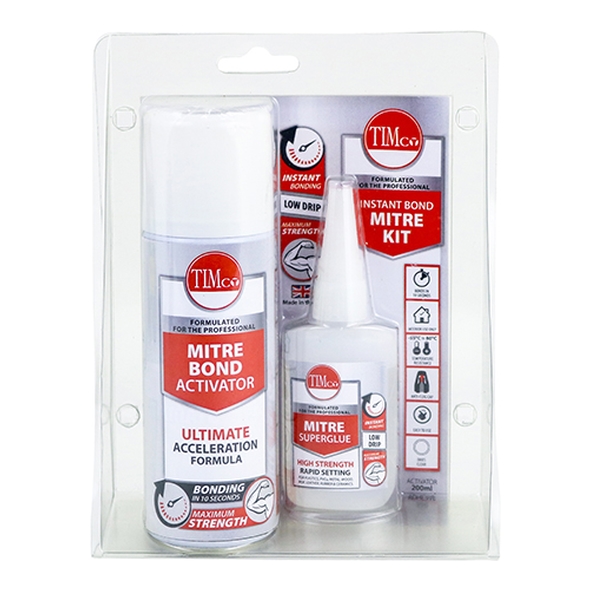 MITRE-KIT • 250ml Spray / 50g Activator • Mitre Bonding Kit