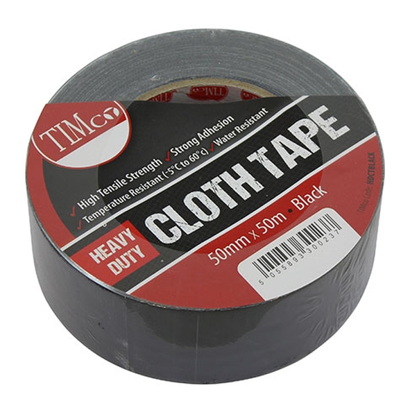 TAPE-DUCT-HD-BK  5000 x 50mm  Black  Heavy Duty Cloth Duct Tape