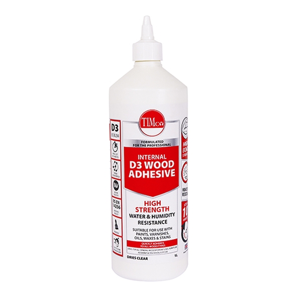 WOOD-D3-1L  1 Litre  D3 Internal PVA Wood Adhesive